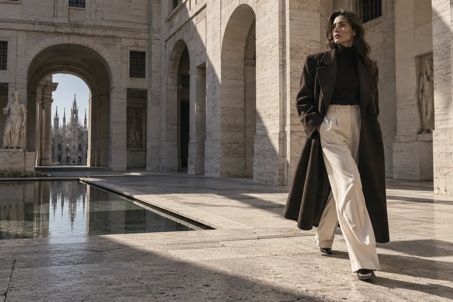 A fashion campaign among stone arches